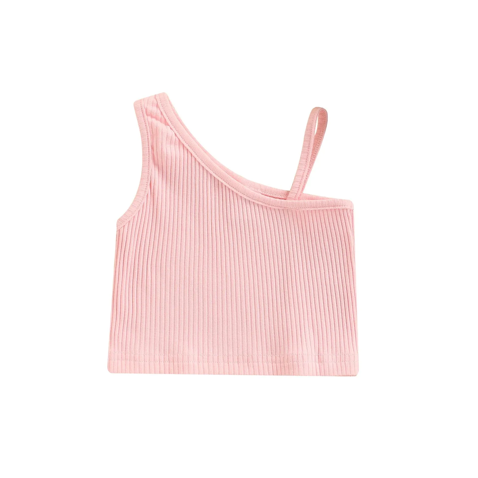 2-8Y Fashion Toddler Baby Girls Clothes Summer Solid Color Rib Sleeveless Strap Tank Tops Casual Children Vest Top