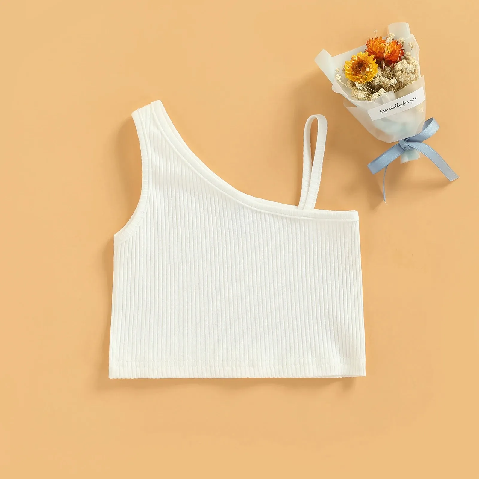 2-8Y Fashion Toddler Baby Girls Clothes Summer Solid Color Rib Sleeveless Strap Tank Tops Casual Children Vest Top