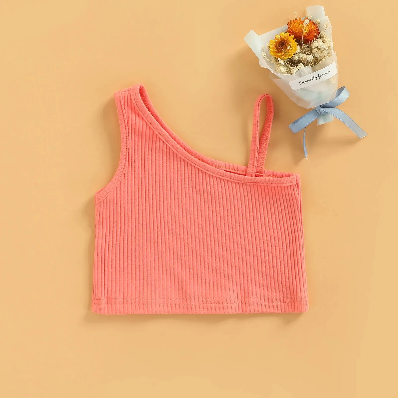 2-8Y Fashion Toddler Baby Girls Clothes Summer Solid Color Rib Sleeveless Strap Tank Tops Casual Children Vest Top