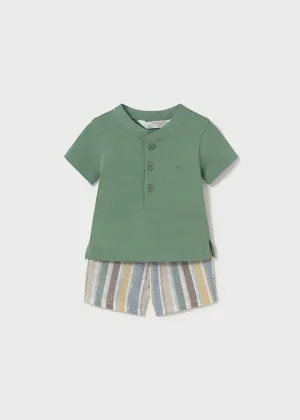 2 Piece Boys S/S Henley Top & Shorts