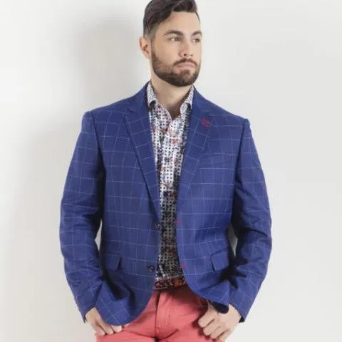 7 Downie Street Pisa Men's Blazer in Navy Windowpane