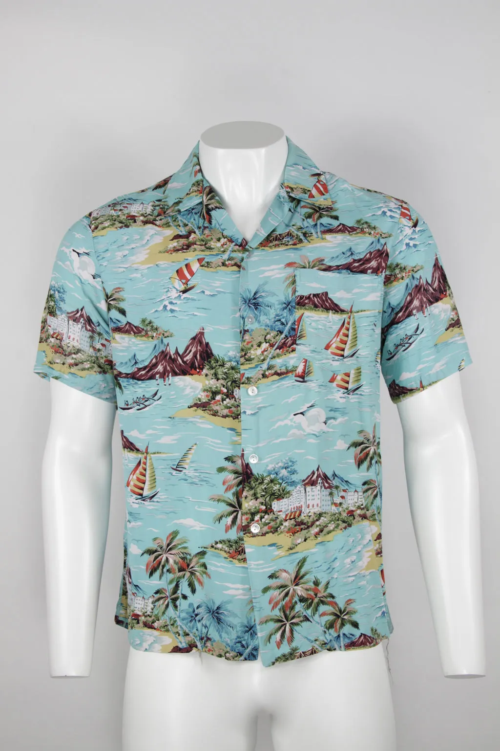 90s blue Hawaiian print shirt - Made in Hawaii - L/XL