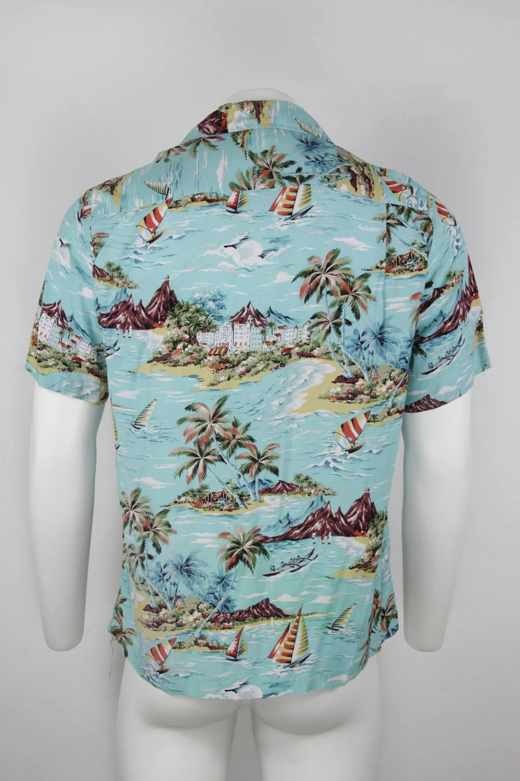 90s blue Hawaiian print shirt - Made in Hawaii - L/XL