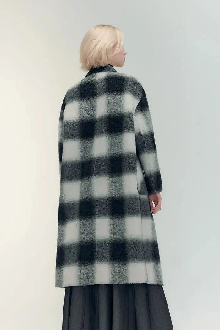 Alpaca Wool-blend Double-breasted Plaid Coat