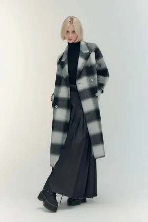 Alpaca Wool-blend Double-breasted Plaid Coat