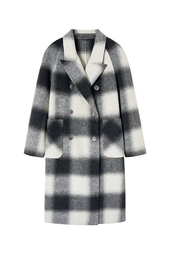 Alpaca Wool-blend Double-breasted Plaid Coat