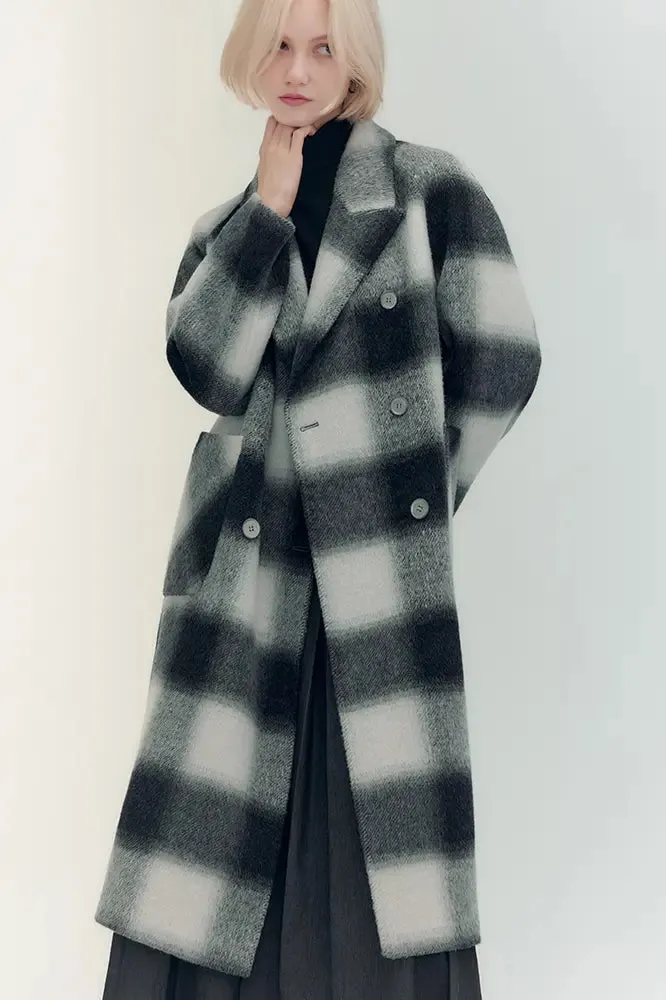 Alpaca Wool-blend Double-breasted Plaid Coat