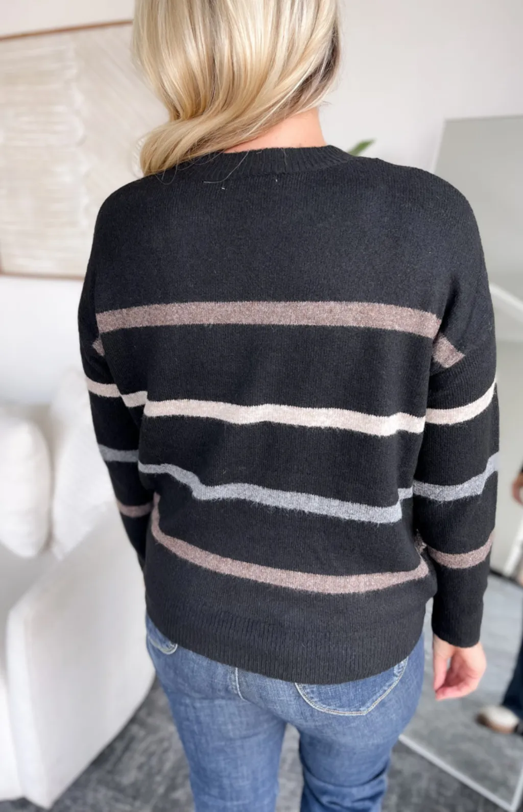 Annie Beaded Striped Knit Sweater