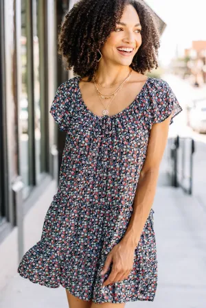 Ask Away Black Ditsy Floral Mini Dress