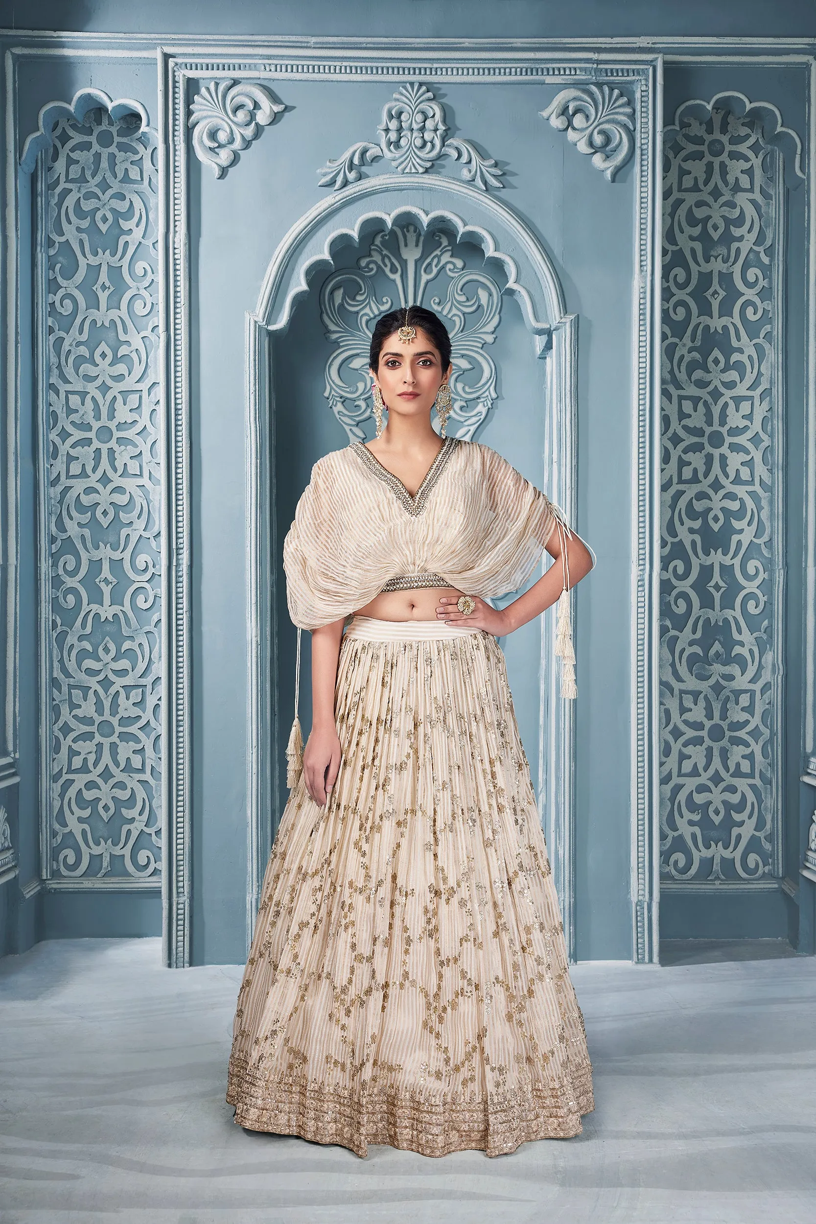 Beige and Gold Indo Western with Hand Embroidered Work