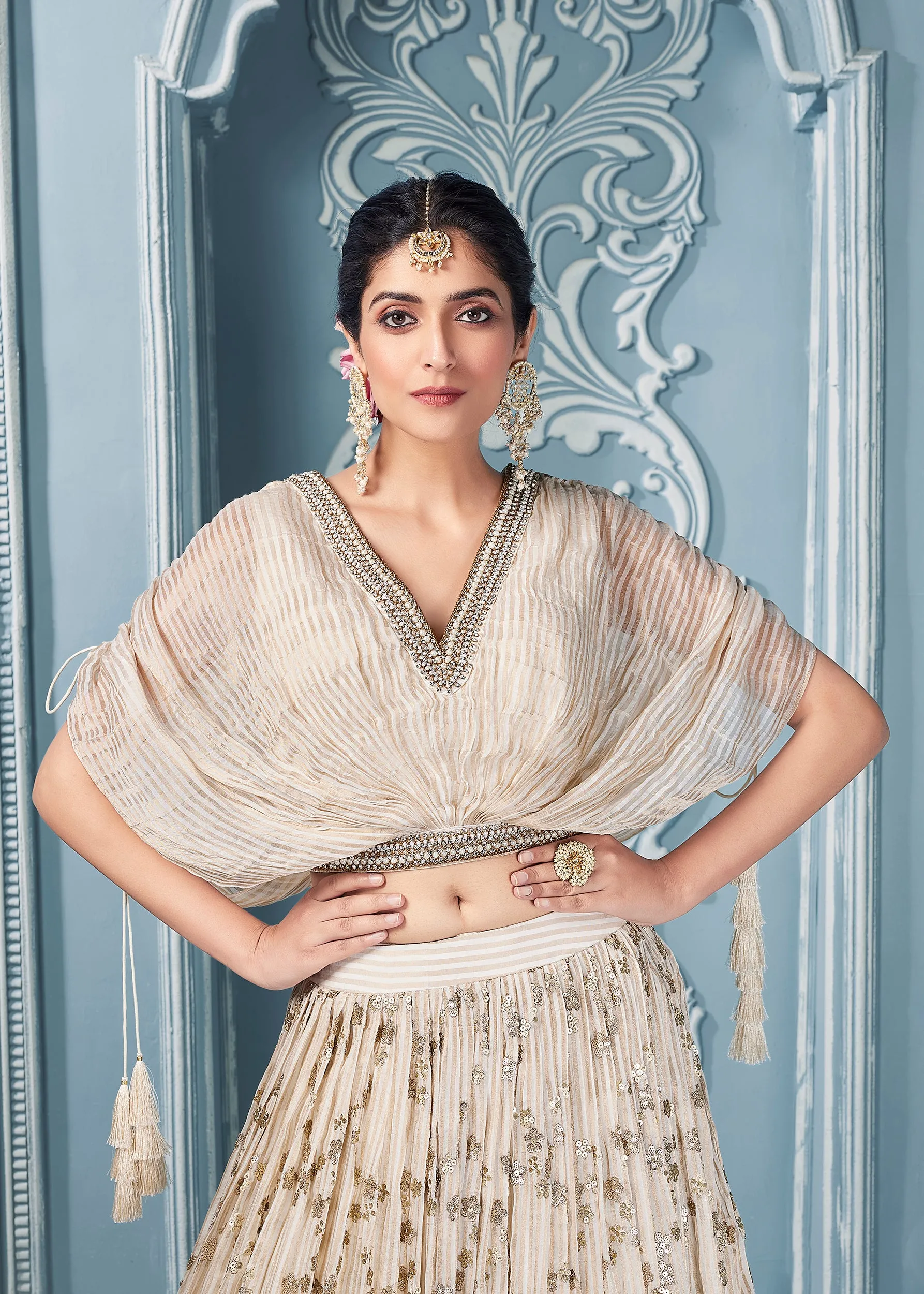 Beige and Gold Indo Western with Hand Embroidered Work