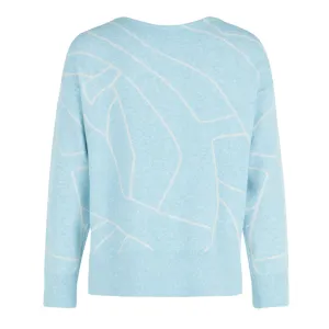 Betty Barclay Graphic Print Solid Hem Cuffed Pullover Knit Jumper | Mint/Beige