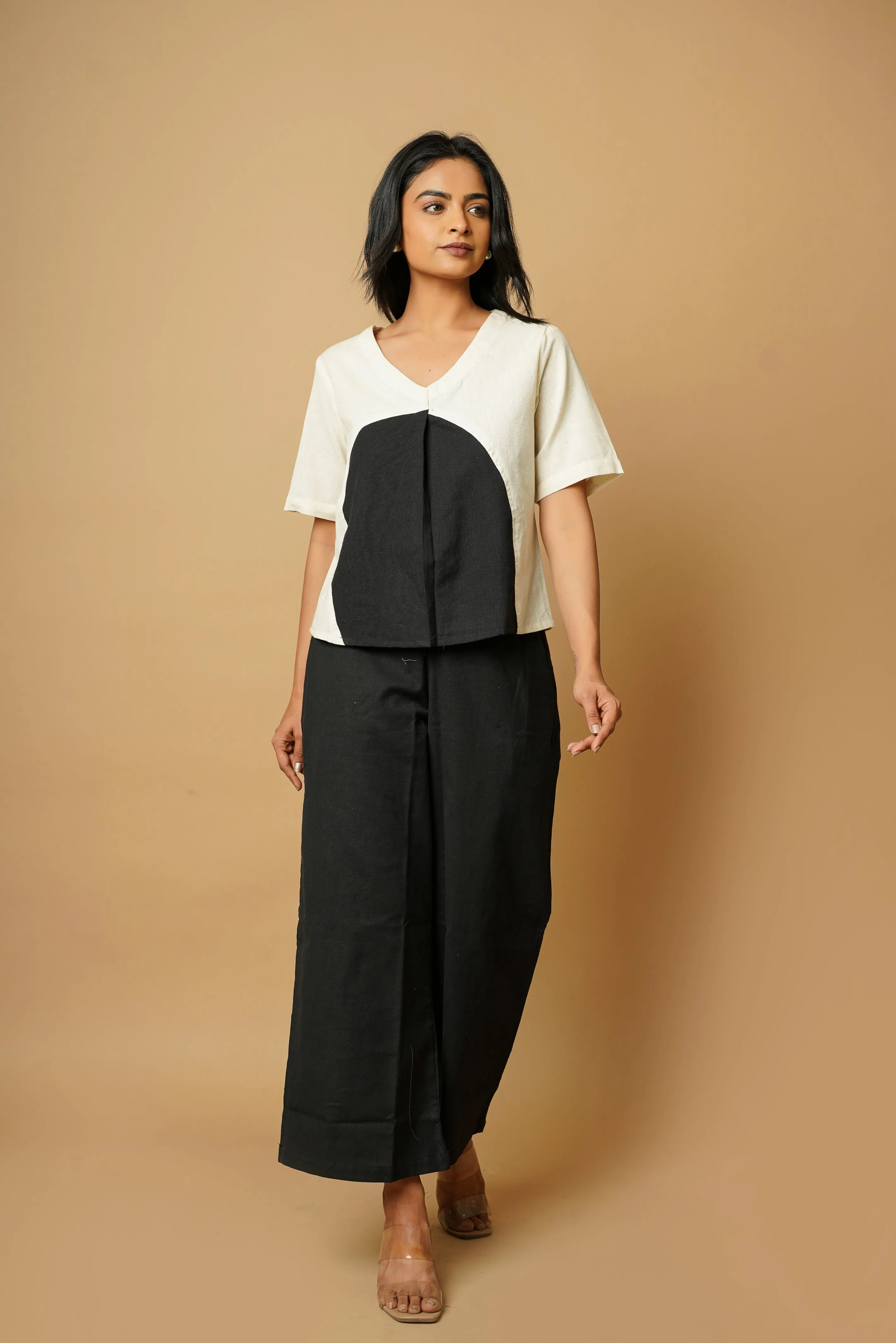 Black Cotton Crafted Circular Top