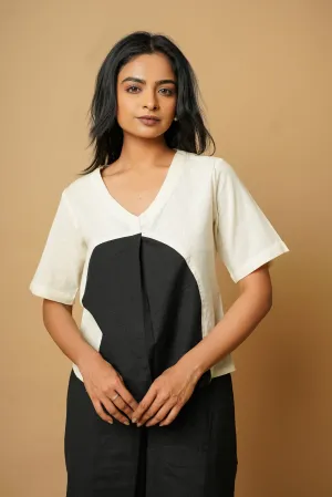 Black Cotton Crafted Circular Top