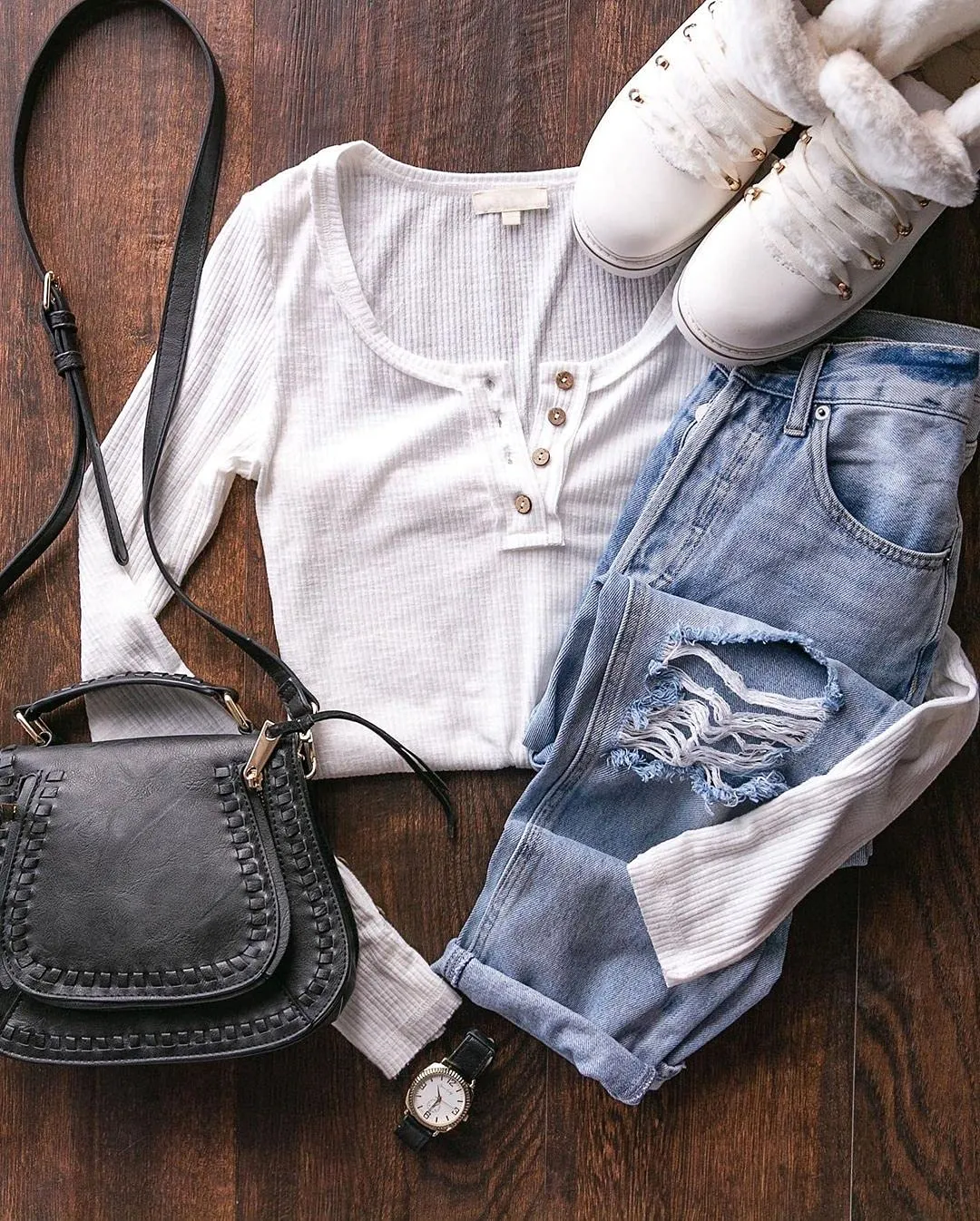 Black Grey Women's Long Sleeve Shirts Casual Fall Henley Top Button Down Blouses Basic Ribbed Knit T Shirts - Kissfix