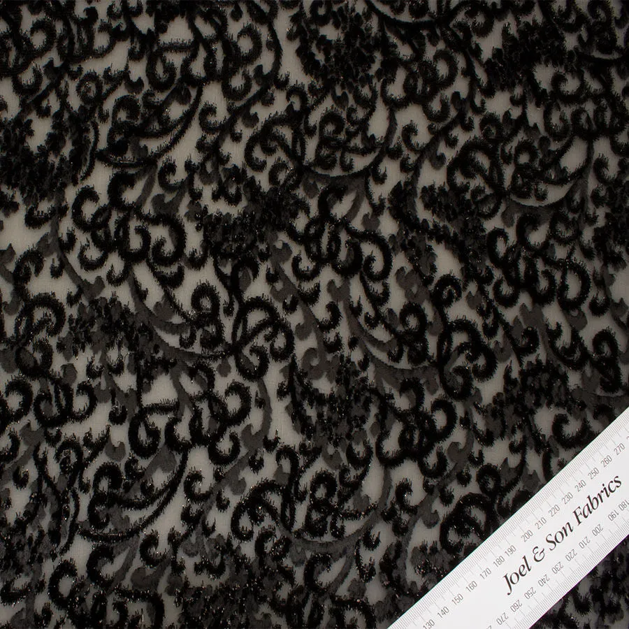 Black Patterned Devoré Chiffon