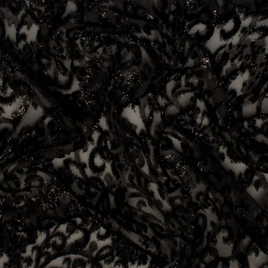Black Patterned Devoré Chiffon