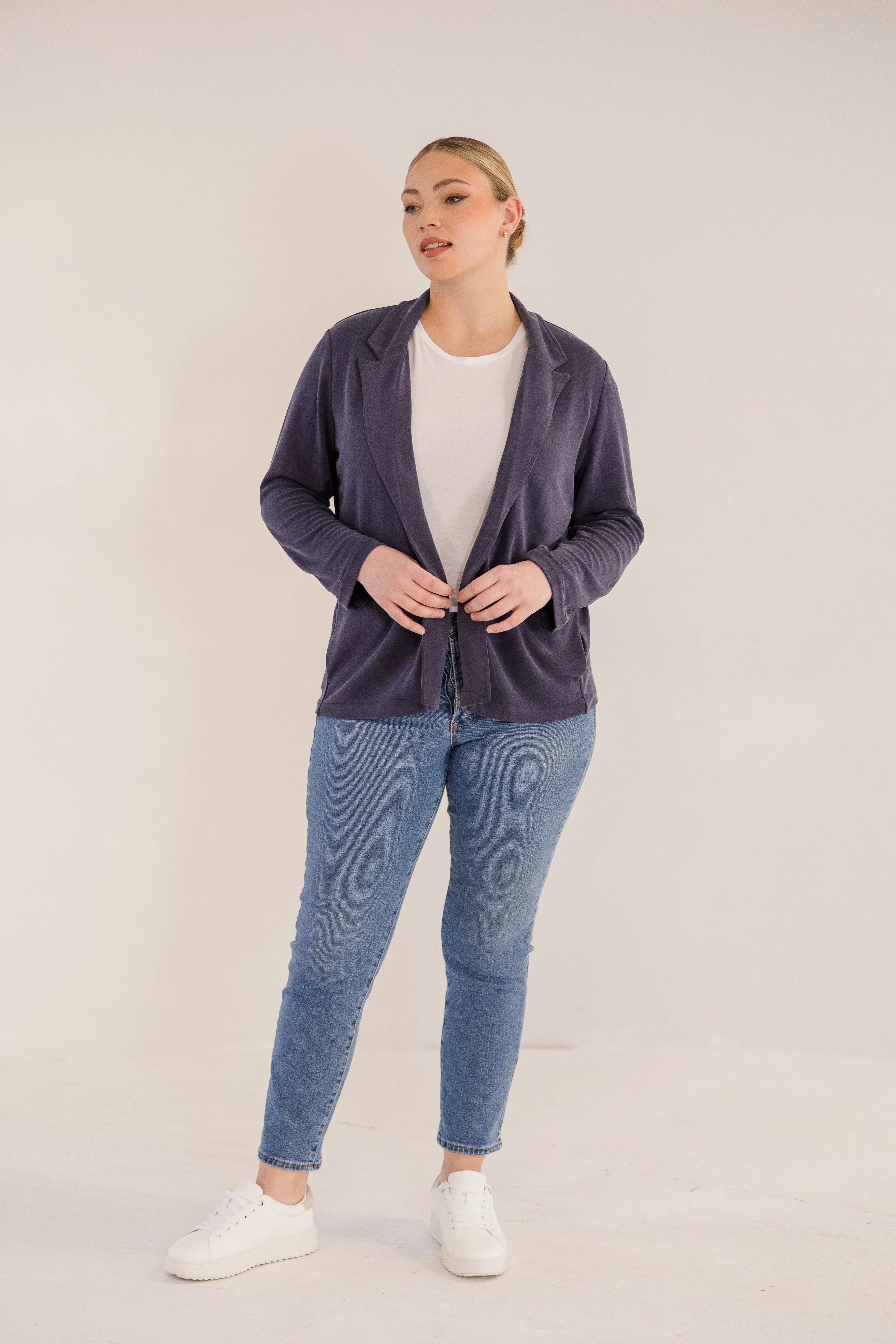 Bleecker Collar Knit Jacket, Ink Navy