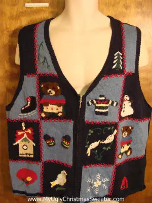 Blue Festive Ugly Christmas Jumper Vest