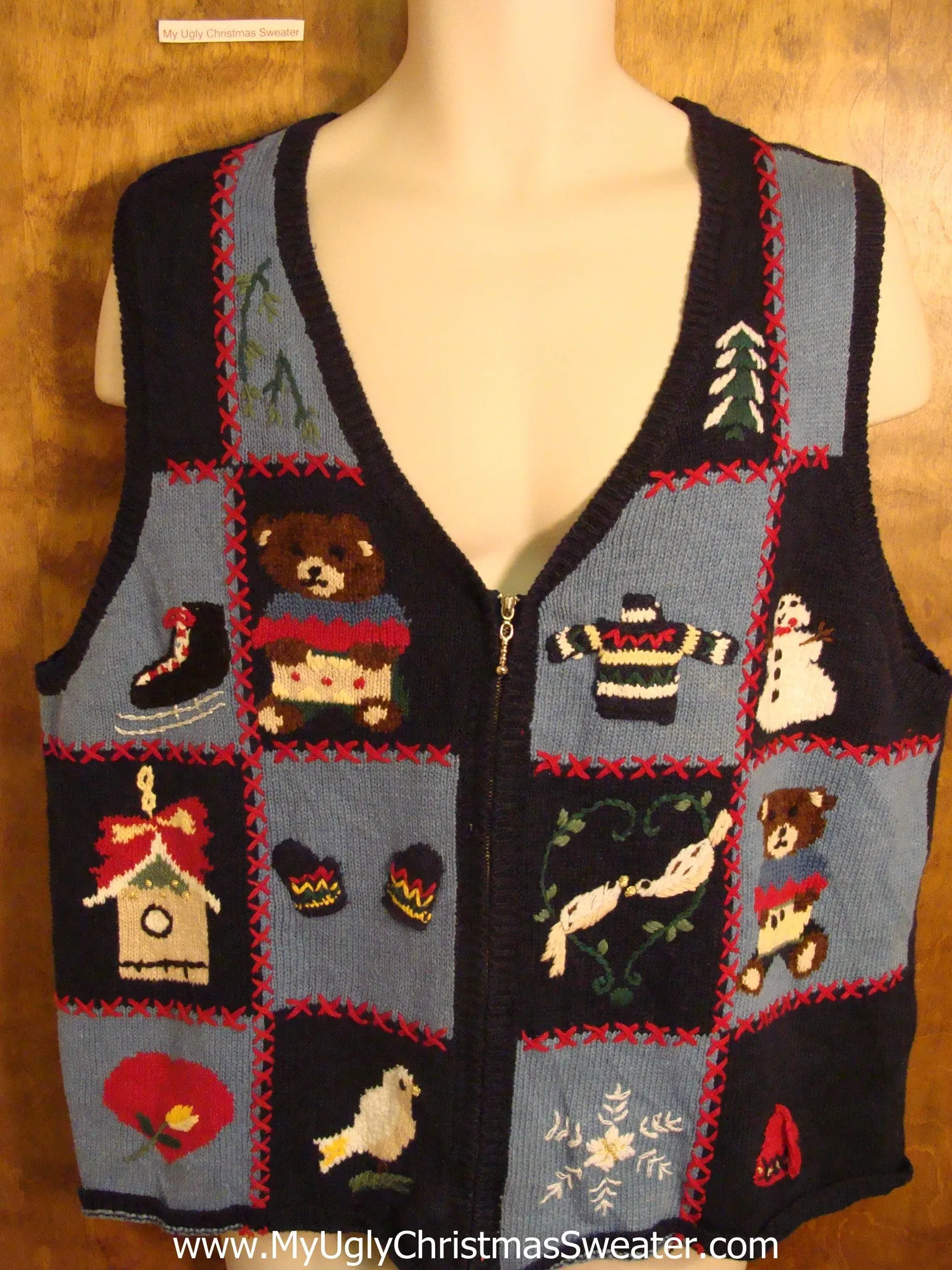 Blue Festive Ugly Christmas Jumper Vest