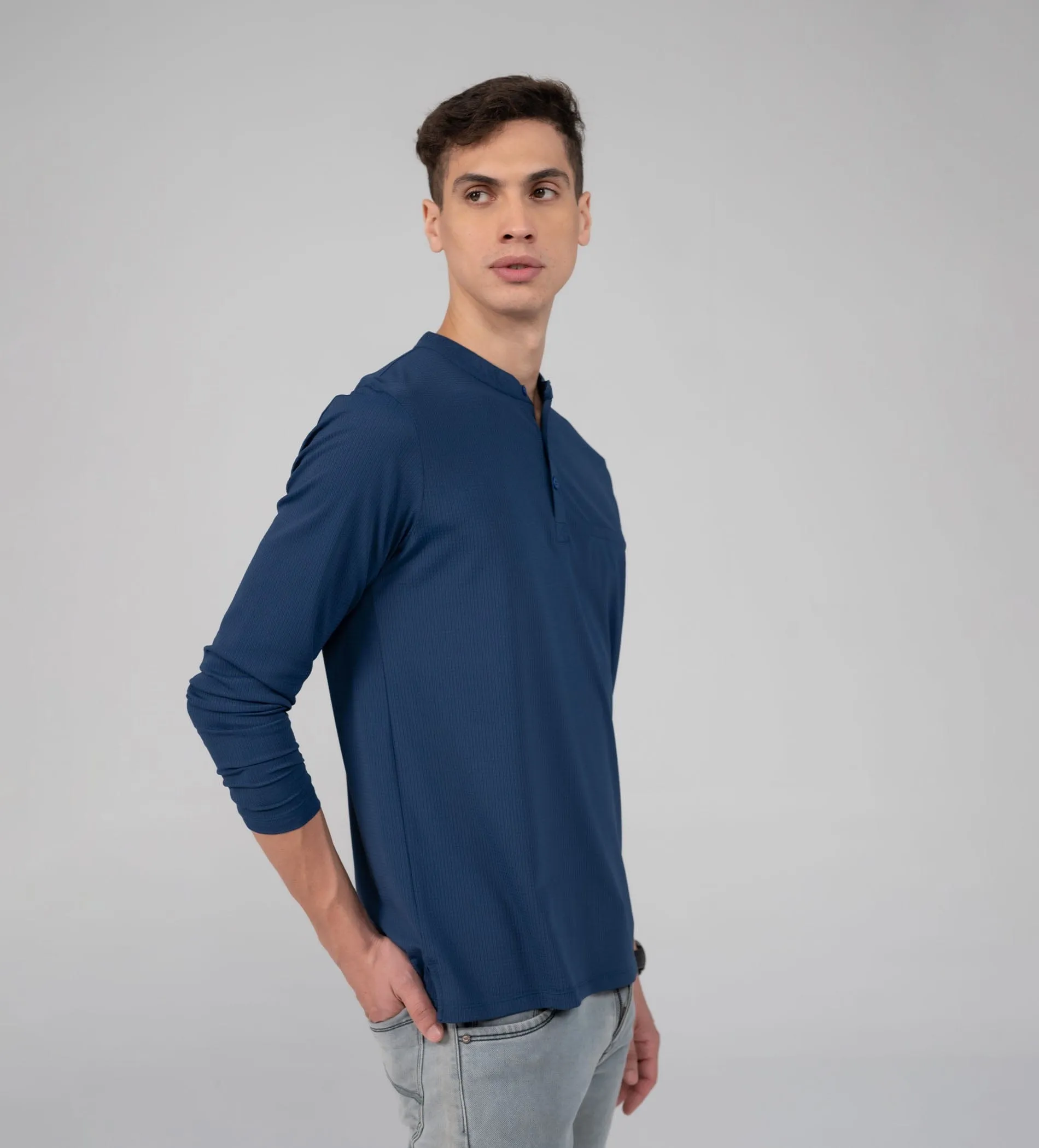 Blue Signature Fit Henley T-shirt