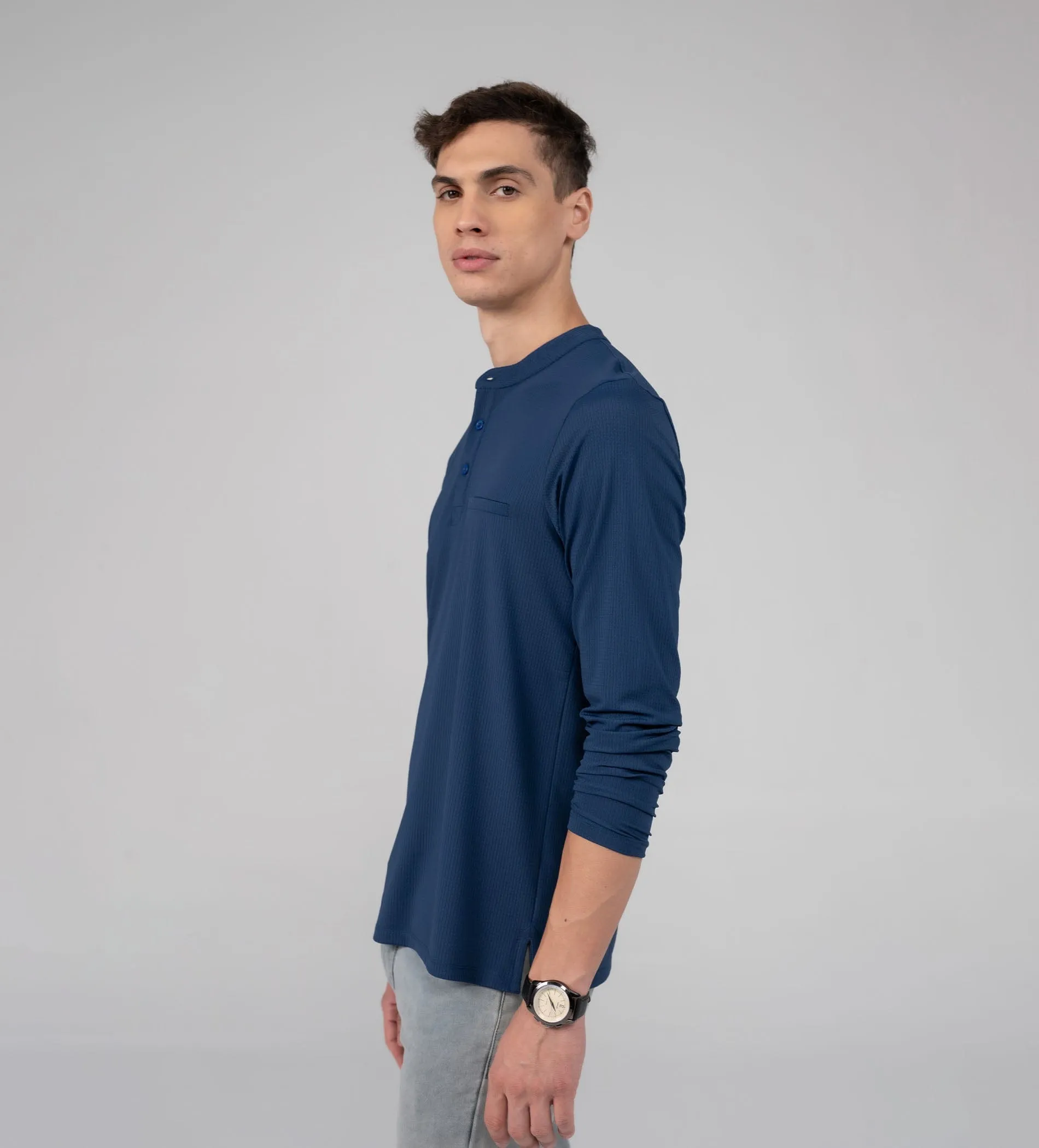 Blue Signature Fit Henley T-shirt