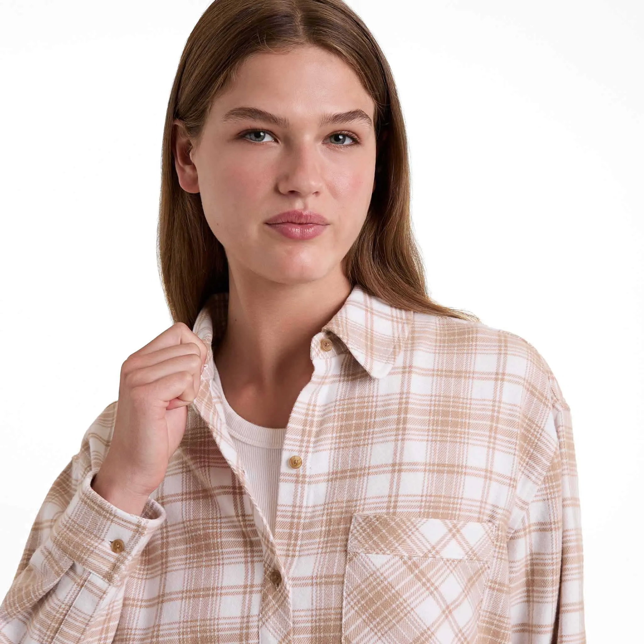 Boyfriend Flannel | White/Sand