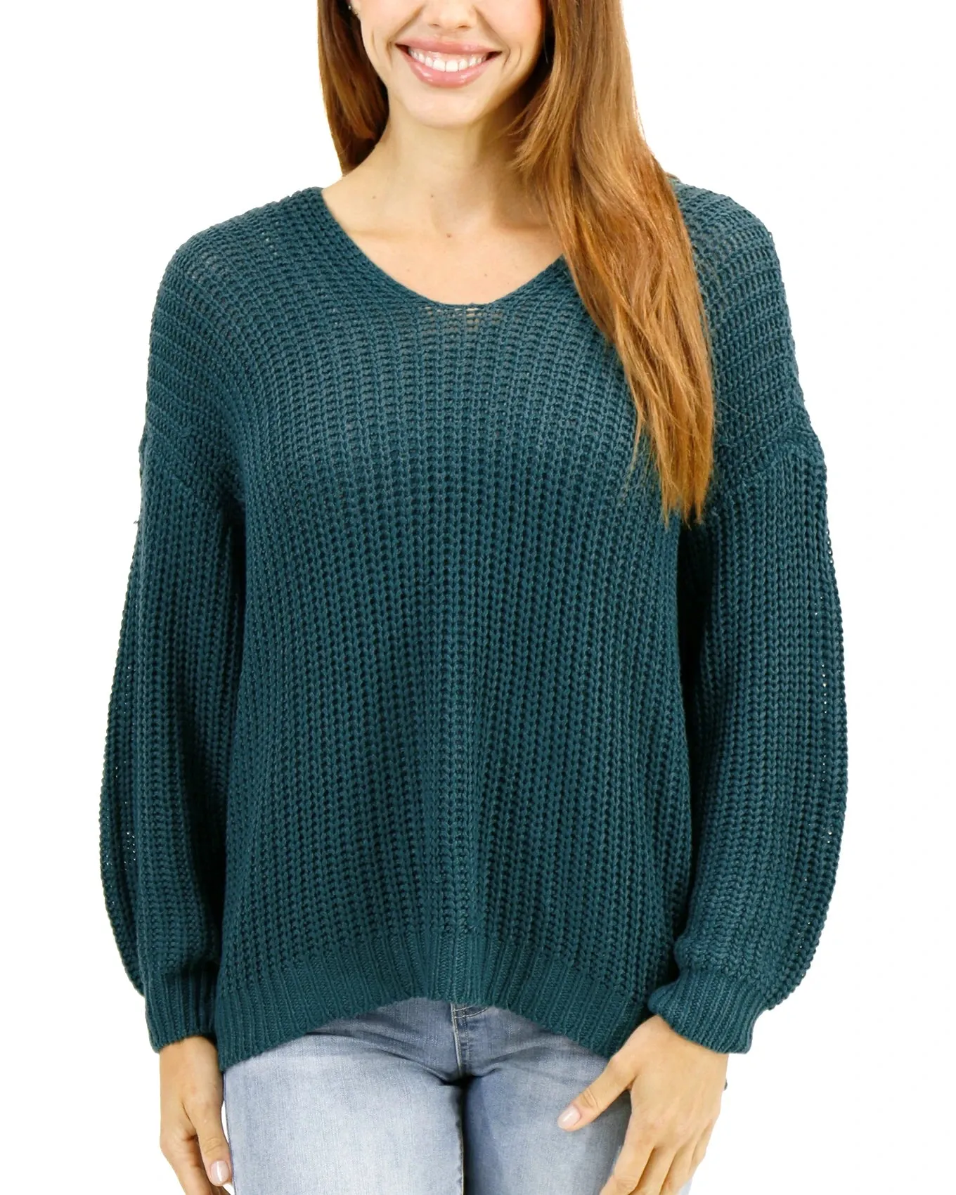 Boyfriend Slouchy Blue Spruce Knit Sweater