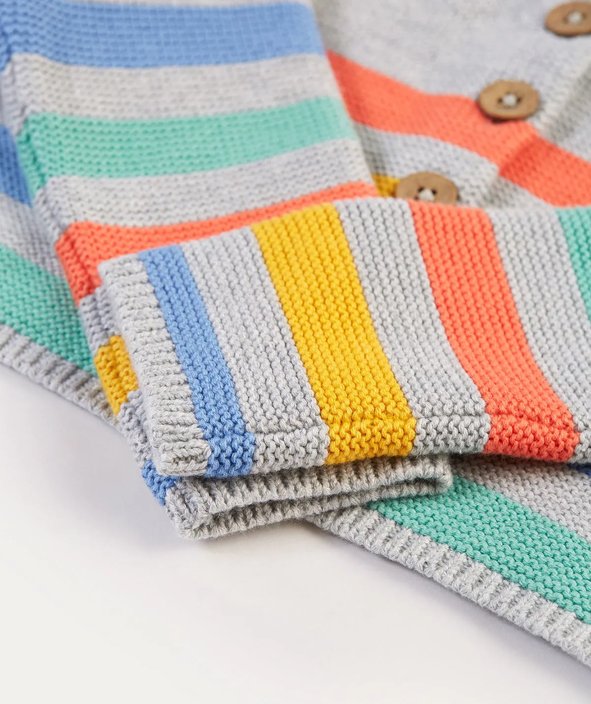 Bright as a Button Cardi - Grey Marl Stripe