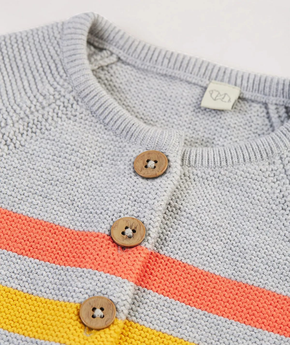 Bright as a Button Cardi - Grey Marl Stripe