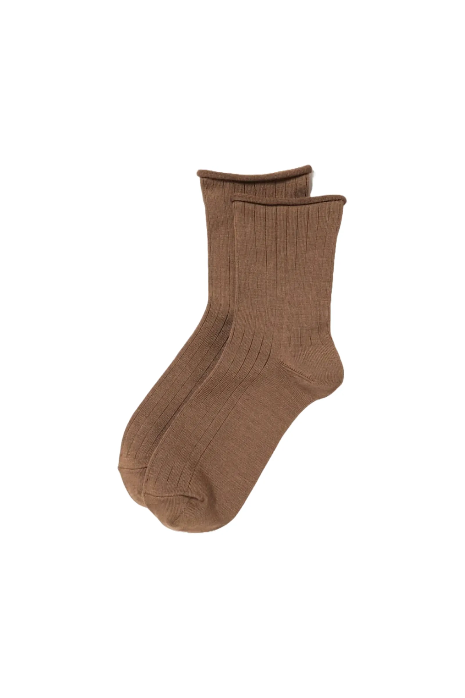 Brown Heattech Crew Top Roll Thermal Socks