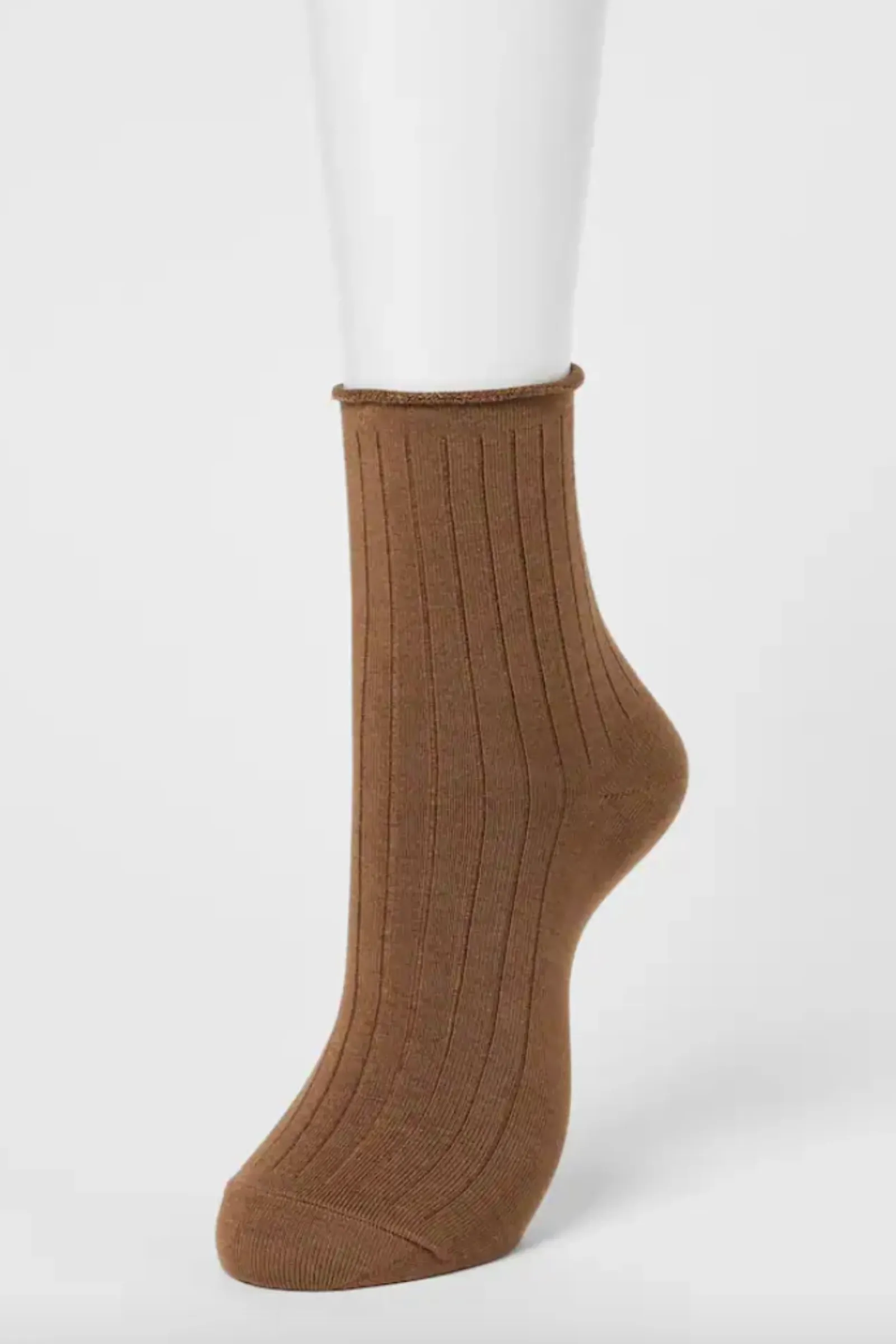 Brown Heattech Crew Top Roll Thermal Socks