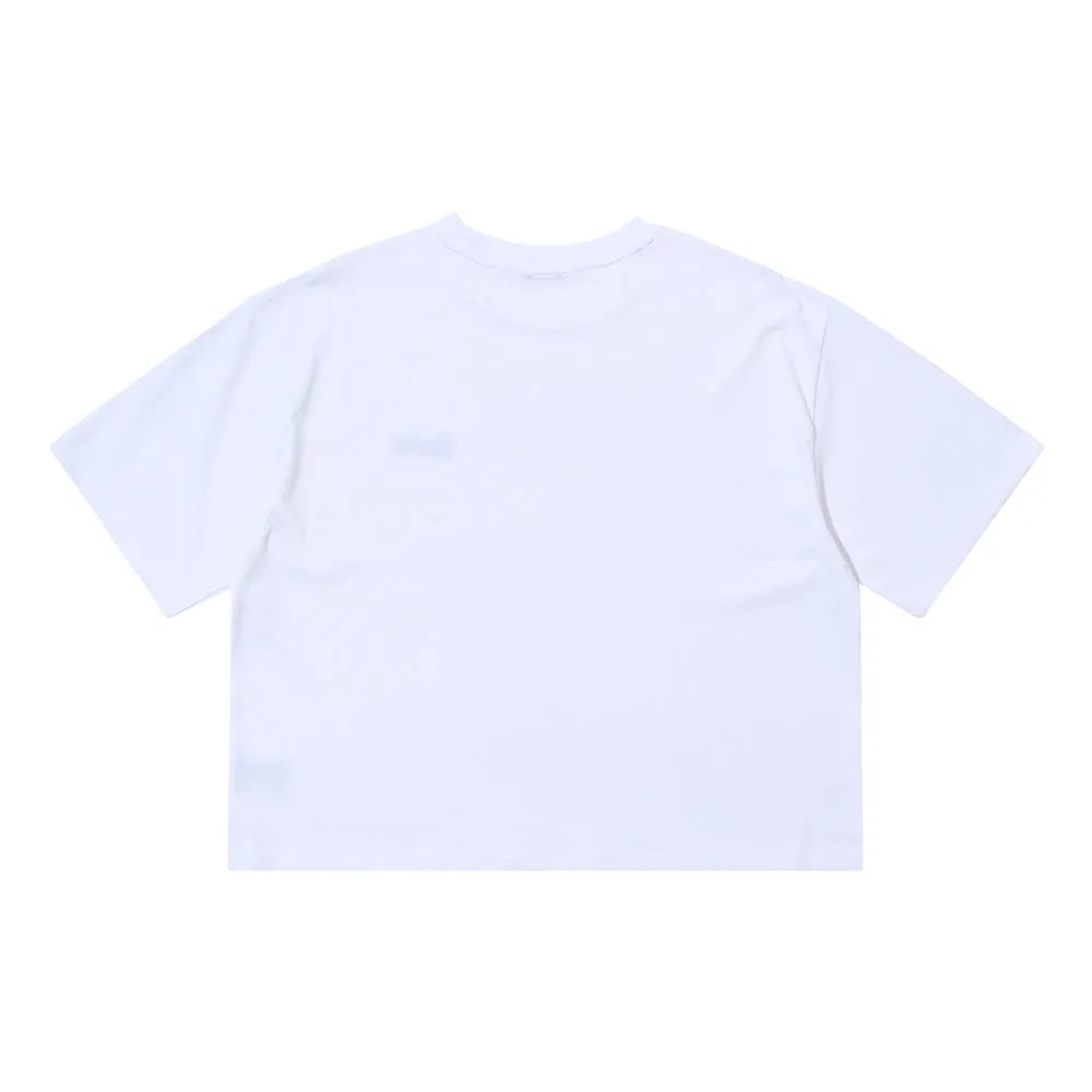 BSRABBIT LOGO WIDE CROP TOP WHITE