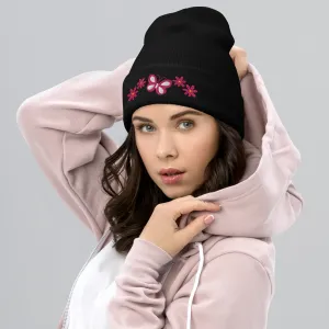 Butterfly and Flowers Hat - Beautiful Embroidered Cap |Floral & Butterfly Gift for Nature Lovers, Winter Gift for Her, Butterfly Winter Hat