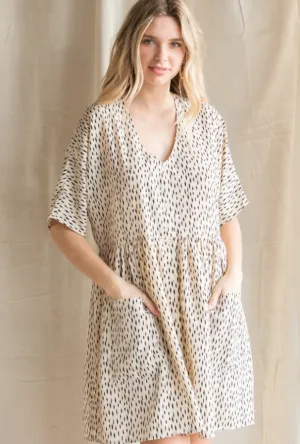 Button It Up Babydoll Speckled Dress