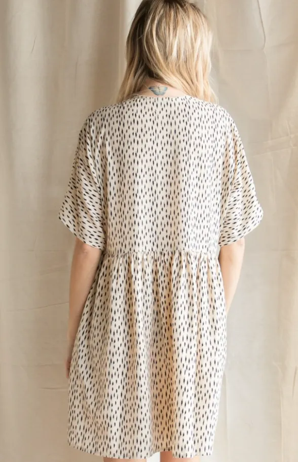 Button It Up Babydoll Speckled Dress