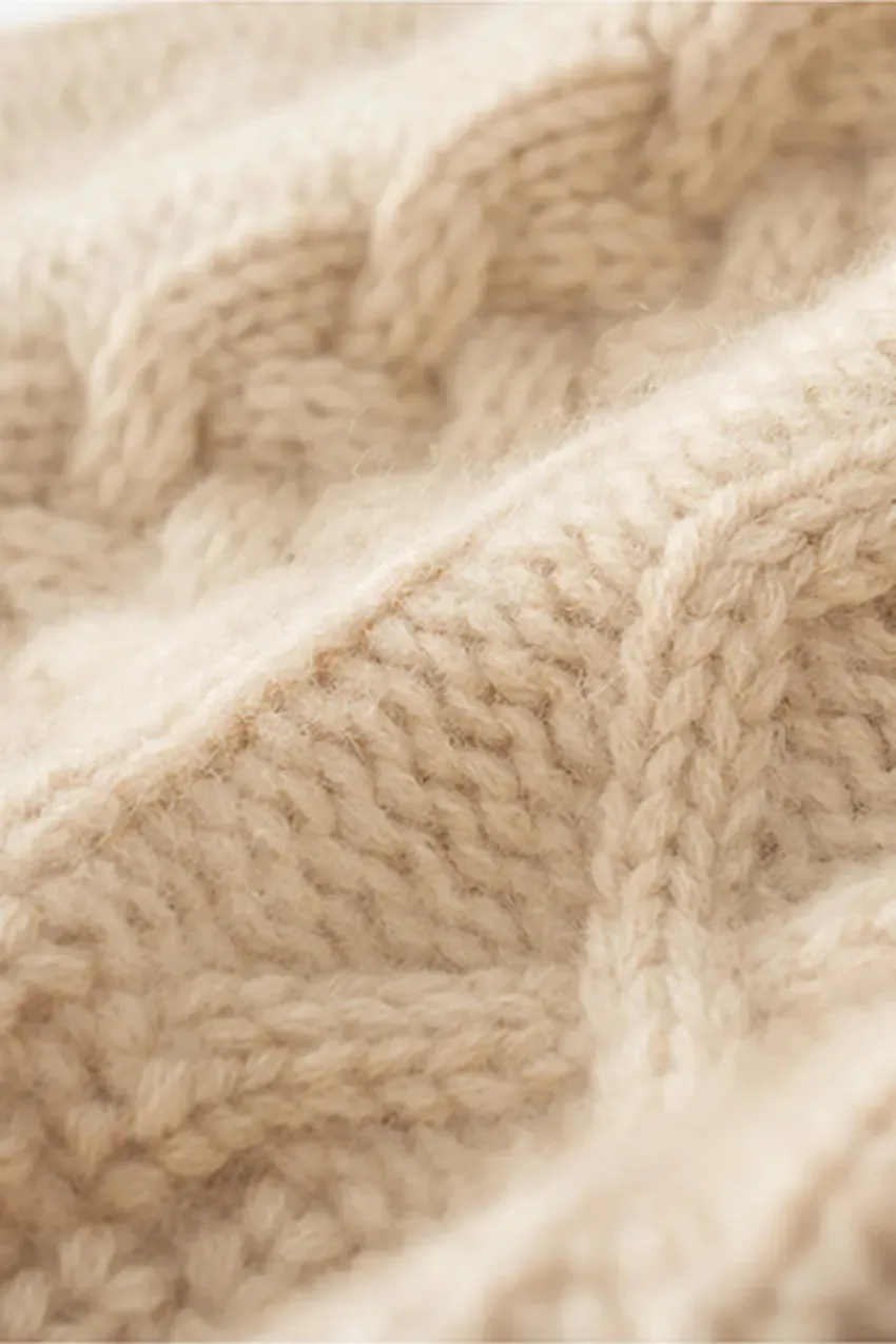 Cable Knit Designer Bucket Hat In 100 Cashmere