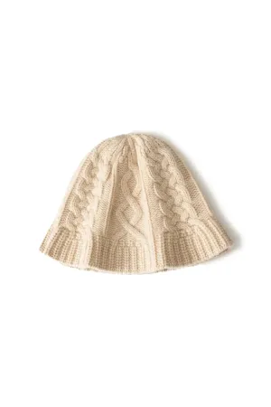 Cable Knit Designer Bucket Hat In 100 Cashmere