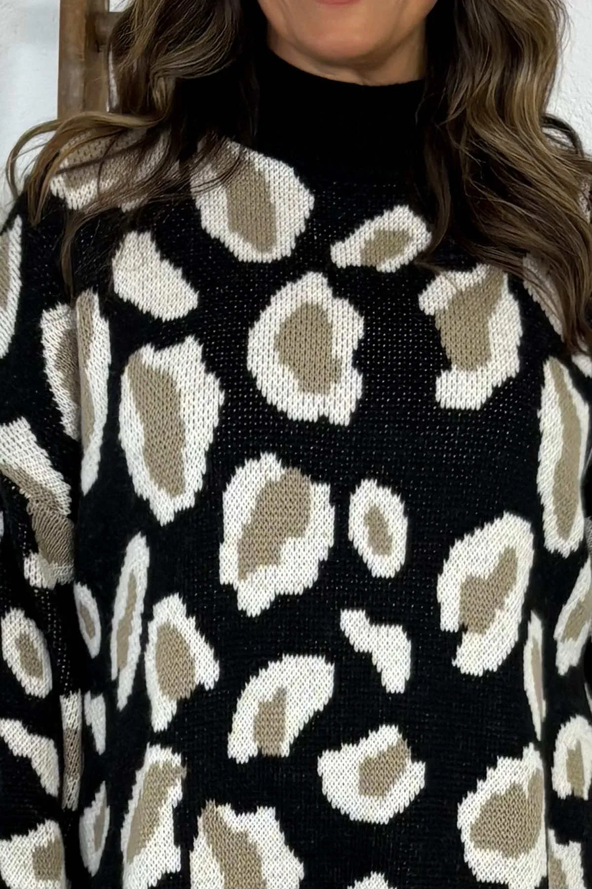 Catriona Leopard Print Knitted Jumper Black