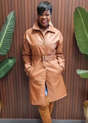 Charise Camel Leather Coat
