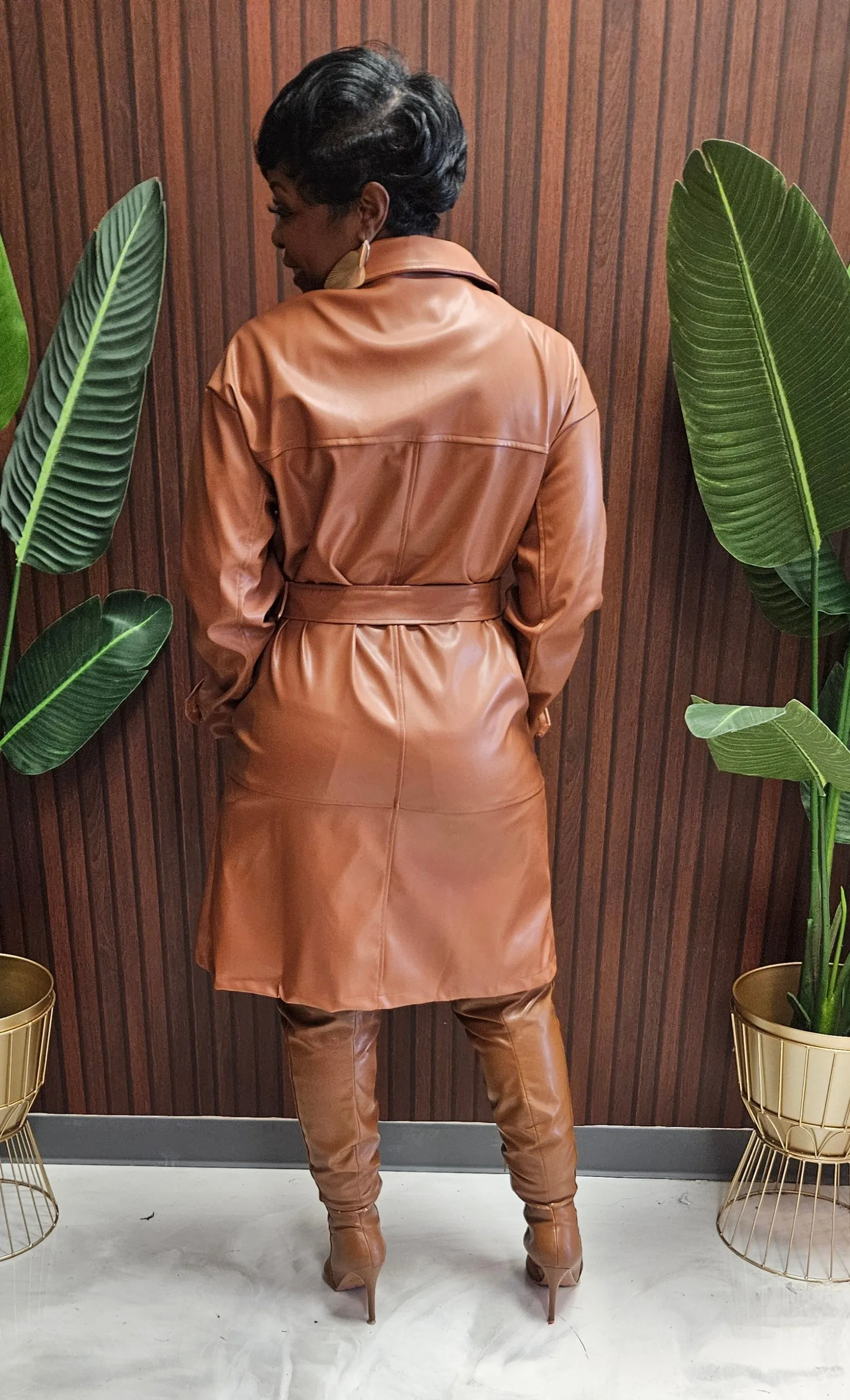 Charise Camel Leather Coat