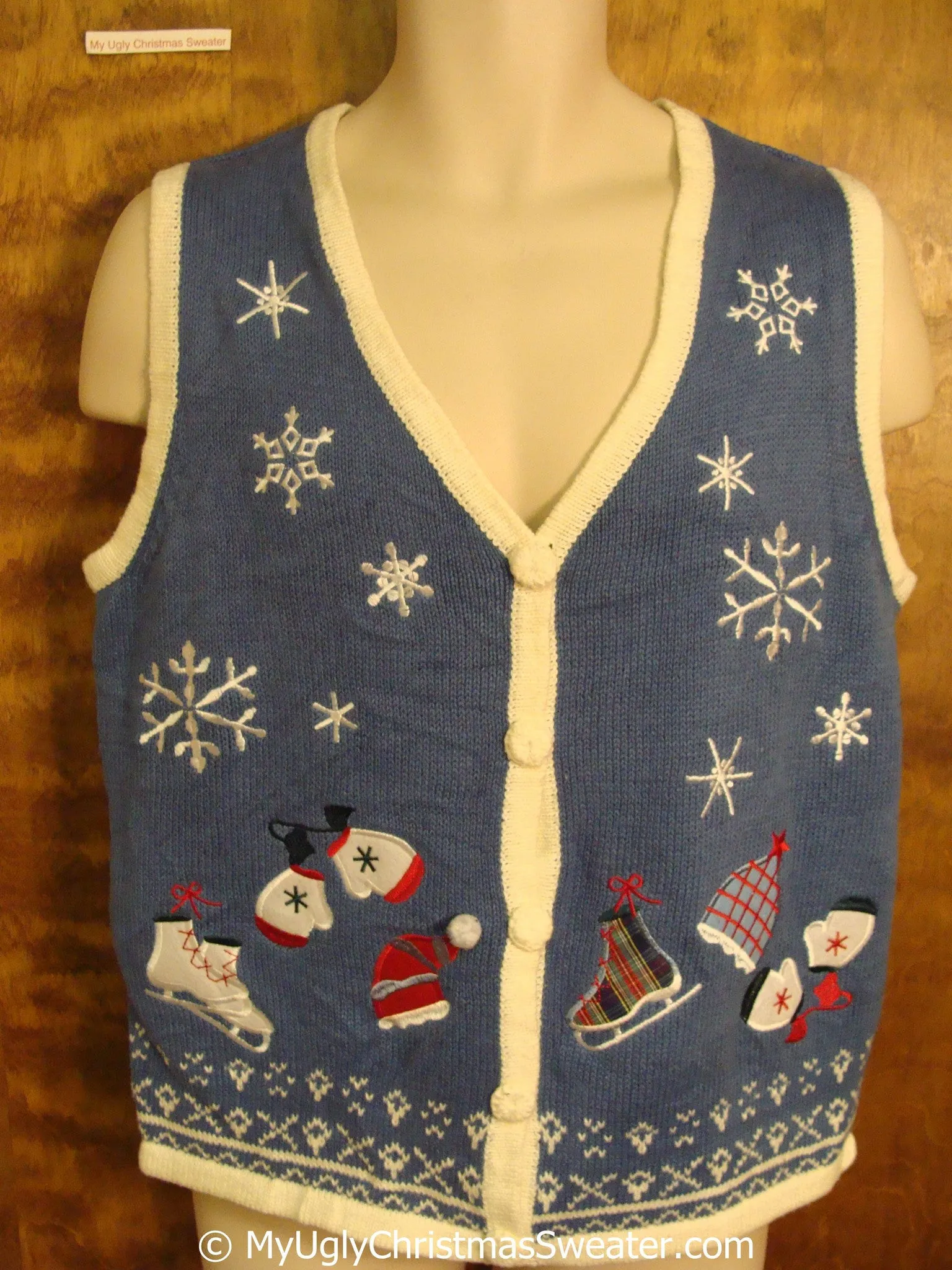 Cheap Cute Blue Christmas Sweater Vest