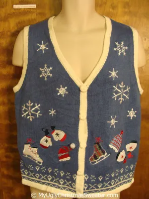 Cheap Cute Blue Christmas Sweater Vest