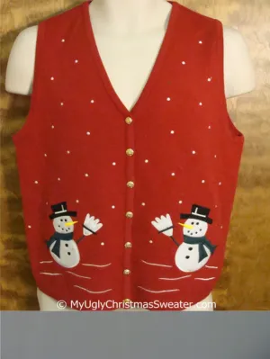Cheap Snowmen Waving Christmas Sweater Vest