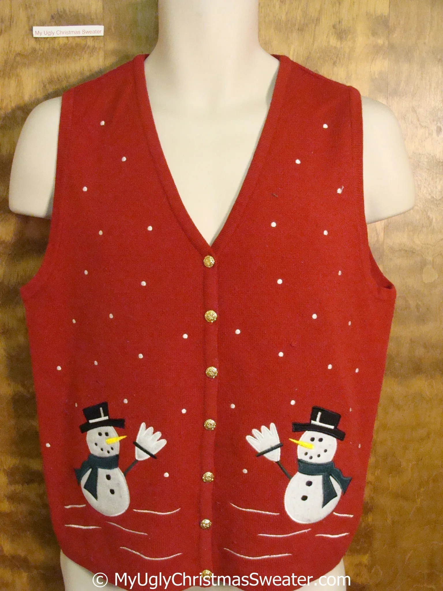 Cheap Snowmen Waving Christmas Sweater Vest