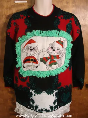 Checkerboard Cat Christmas Sweater