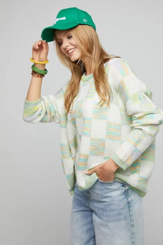 Checkered Knit Sweater