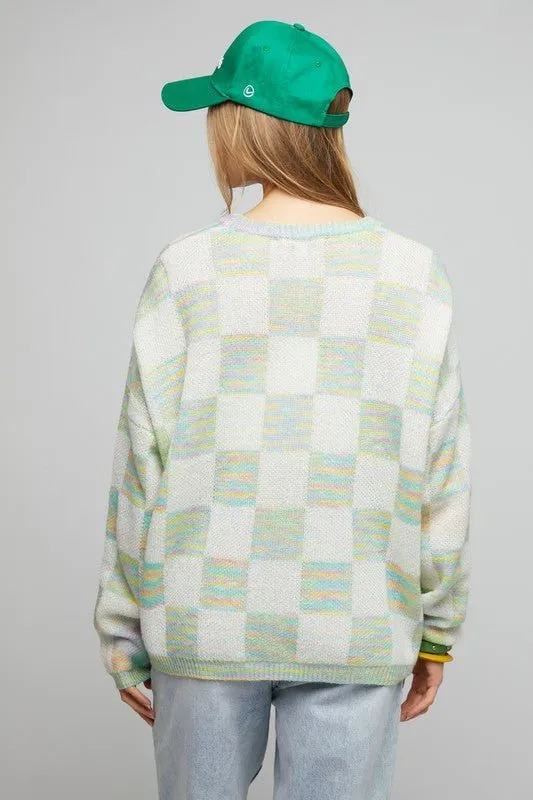 Checkered Knit Sweater
