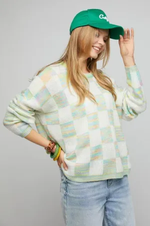 Checkered Knit Sweater