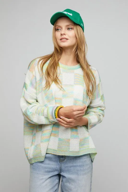 Checkered Knit Sweater